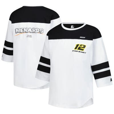  Ryan Blaney Starter Women's Grand Slam 3/4-Sleeve T-Shirt - White